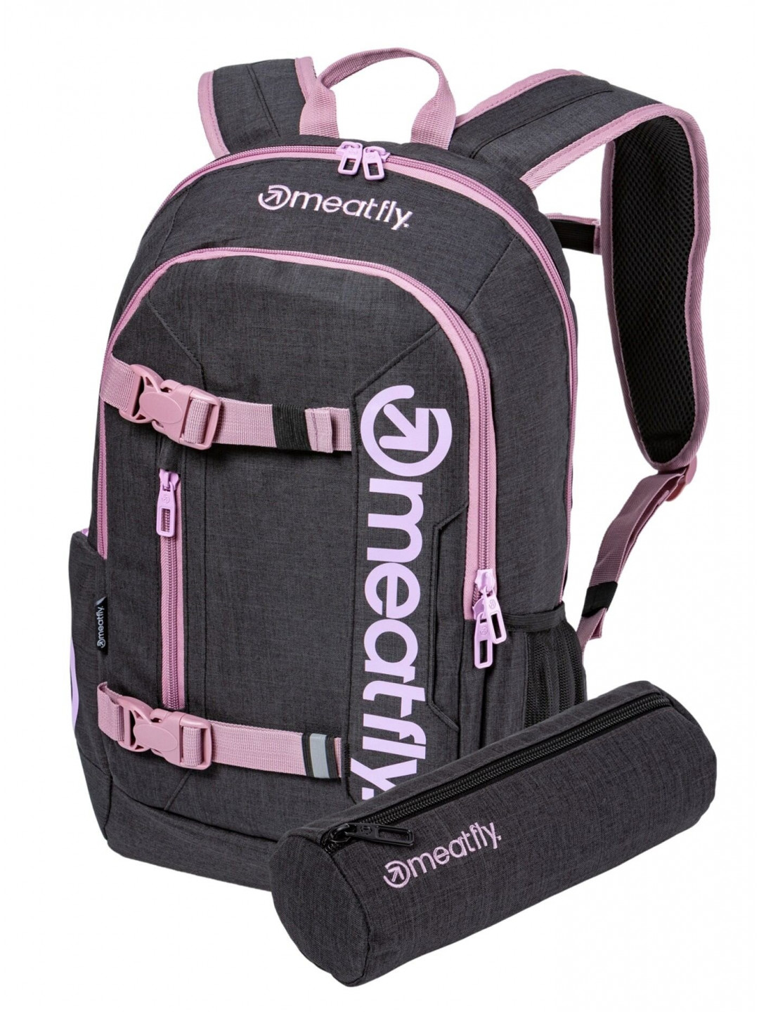 Meatfly batoh Basejumper Pink Charcoal Heather 22 L Růžová Objem 22 L